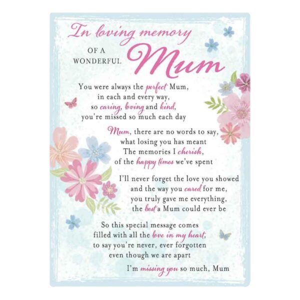 In Loving Memory Open Graveside Memorial Card - Wonderful Mum C89091
