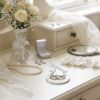 Wedding Horseshoe Double Heart with Diamantes Good Luck Silver / Cream