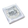 Wedding Horseshoe Double Heart with Diamantes Good Luck Silver / Cream