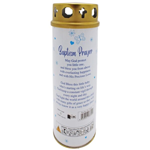 image486170426.jpg Baptism Pillar Candle and Windproof Cap and Prayer - Baby Boy