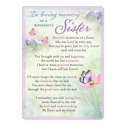 In Loving Memory Open Graveside Memorial Card - Memory of Wonderful Sister