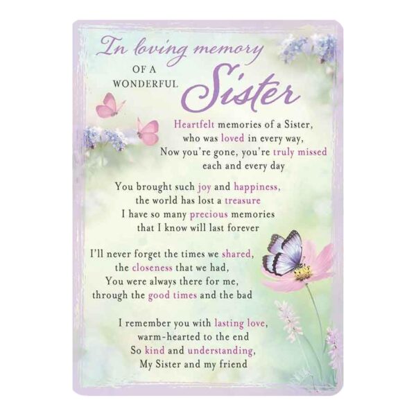 In Loving Memory Open Graveside Memorial Card - Memory of Wonderful Sister