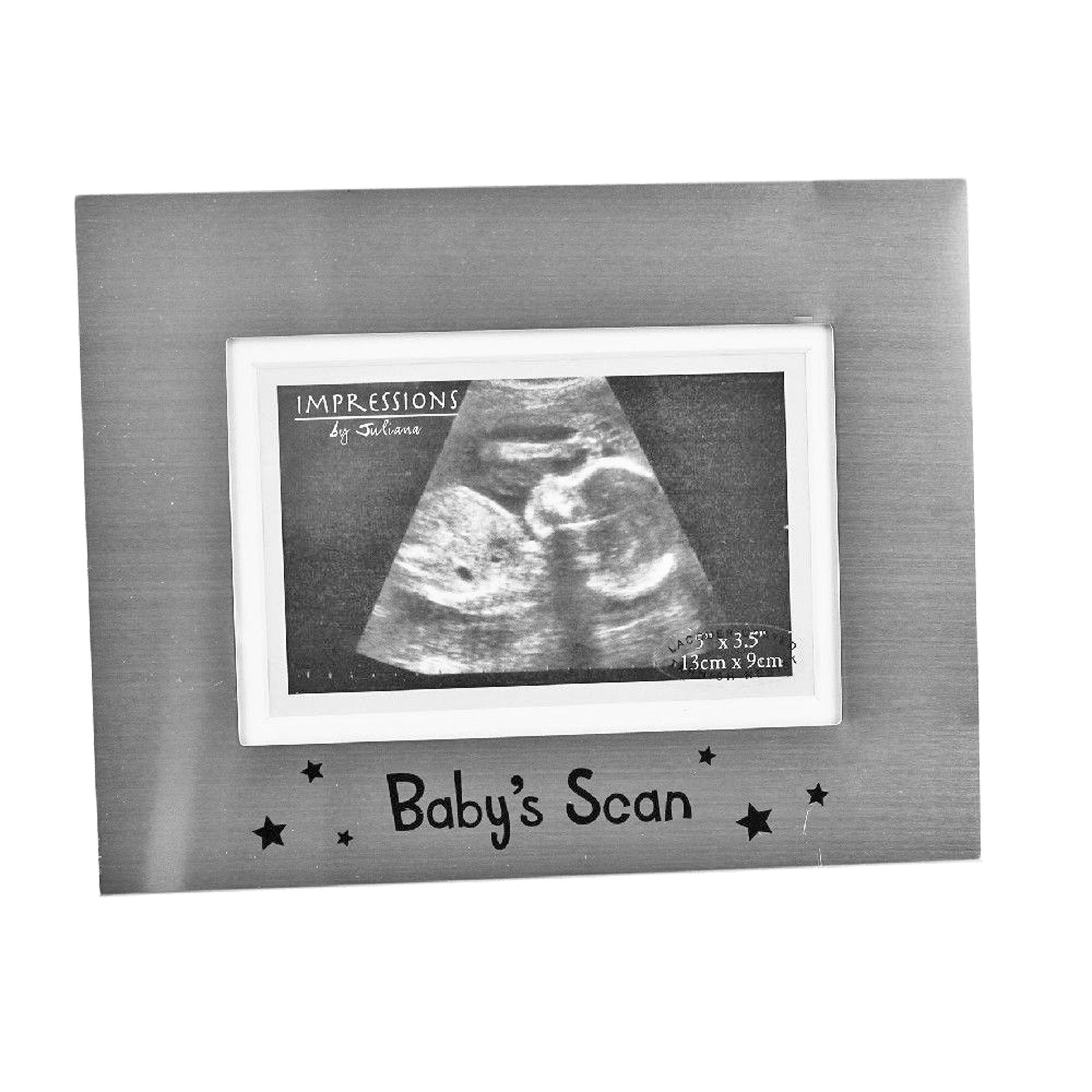 Silver Plated Babys Scan Photo Frame with Star Detail 5' x 3.5'