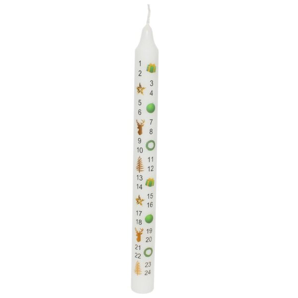 Christmas Advent Candle Boxed 25cm Tapered Countdown Festive Colour Images White