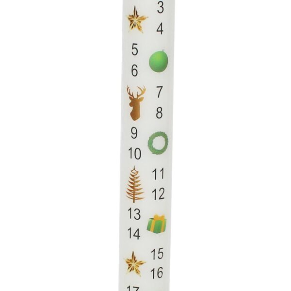 Christmas Advent Candle Boxed 25cm Tapered Countdown Festive Colour Images White