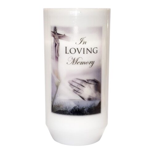 Memorial Votive Candle in Holder with Prayer In Loving Memory 40 hour Burn Time 12.5cm