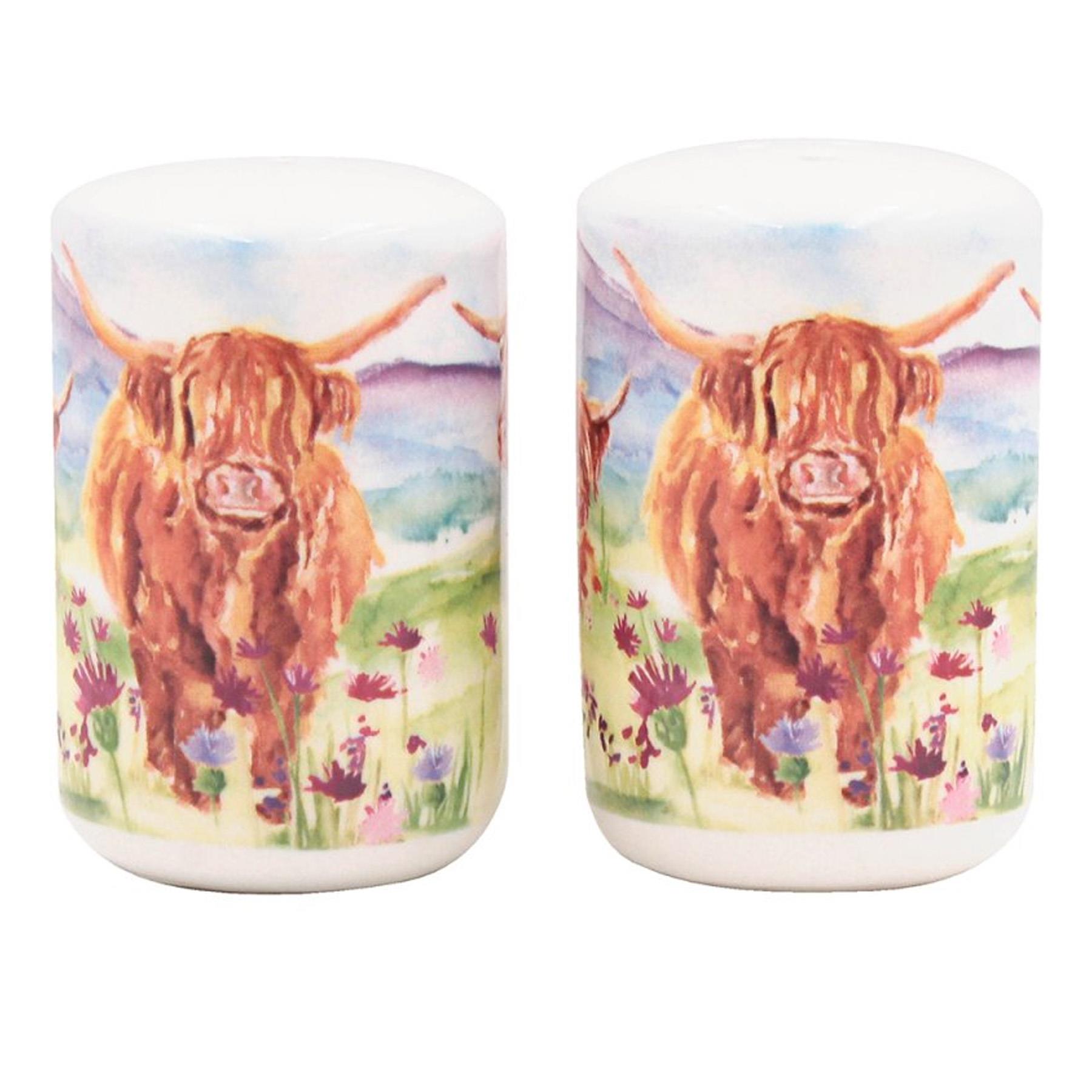 Salt and Pepper Shakers Novelty Cruet Set Tableware -  Highland Cows