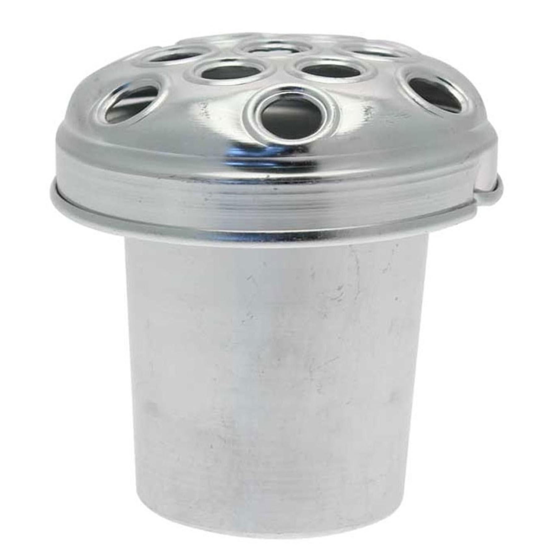 Silver Metal Graveside Memorial Flower Vase Insert with Silver Dome Lid