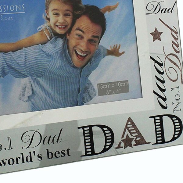 Glass 6 x 4 Photo Frame with Mirror Glass and Glitter Letters - Dad