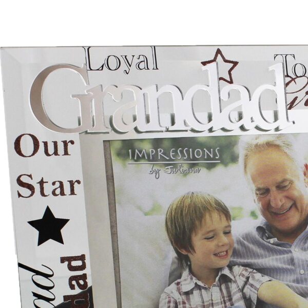 Glass 6 x 4 Photo Frame with Mirror Glass and Glitter Letters - Grandad