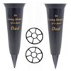 Graveside Memorial Spike Flower Vases with Inserts and Wavy Edge x2 - Dad