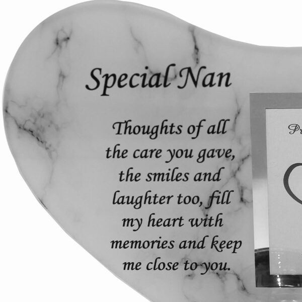Glass Memorial Tea Light Candle Holder Photo Frame Marble Effect - Nan
