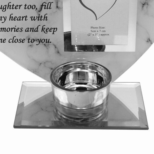 Glass Memorial Tea Light Candle Holder Photo Frame Marble Effect - Nan