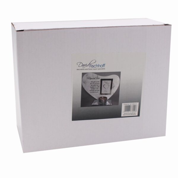 Glass Memorial Tea Light Candle Holder Photo Frame Marble Effect - Nan