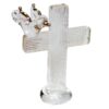 Glass Footprints Cross Memorial Ornament in Chest with Verse