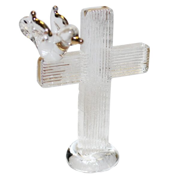 Glass Footprints Cross Memorial Ornament in Chest with Verse