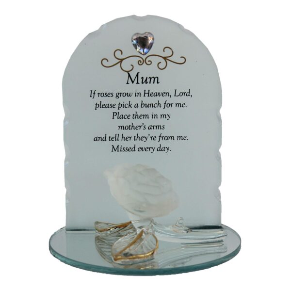 Thoughts of You Glass Memorial Ornament with Rose - Mum