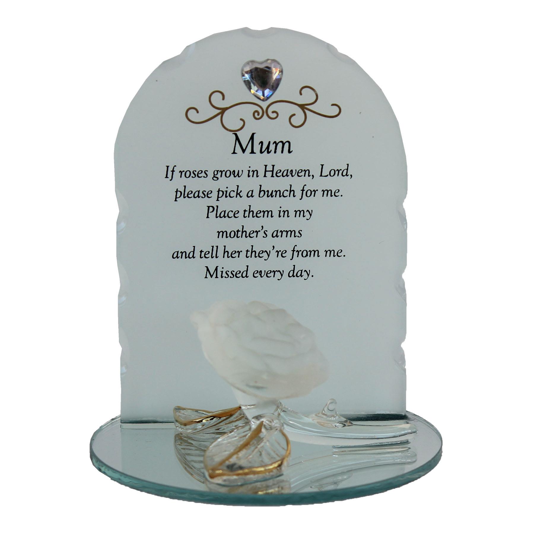 Thoughts of You Glass Memorial Ornament with Rose - Mum