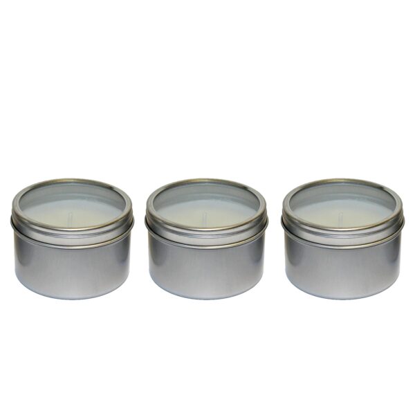 Set of 3 Citronella Candles in Silver Tins with Lids
