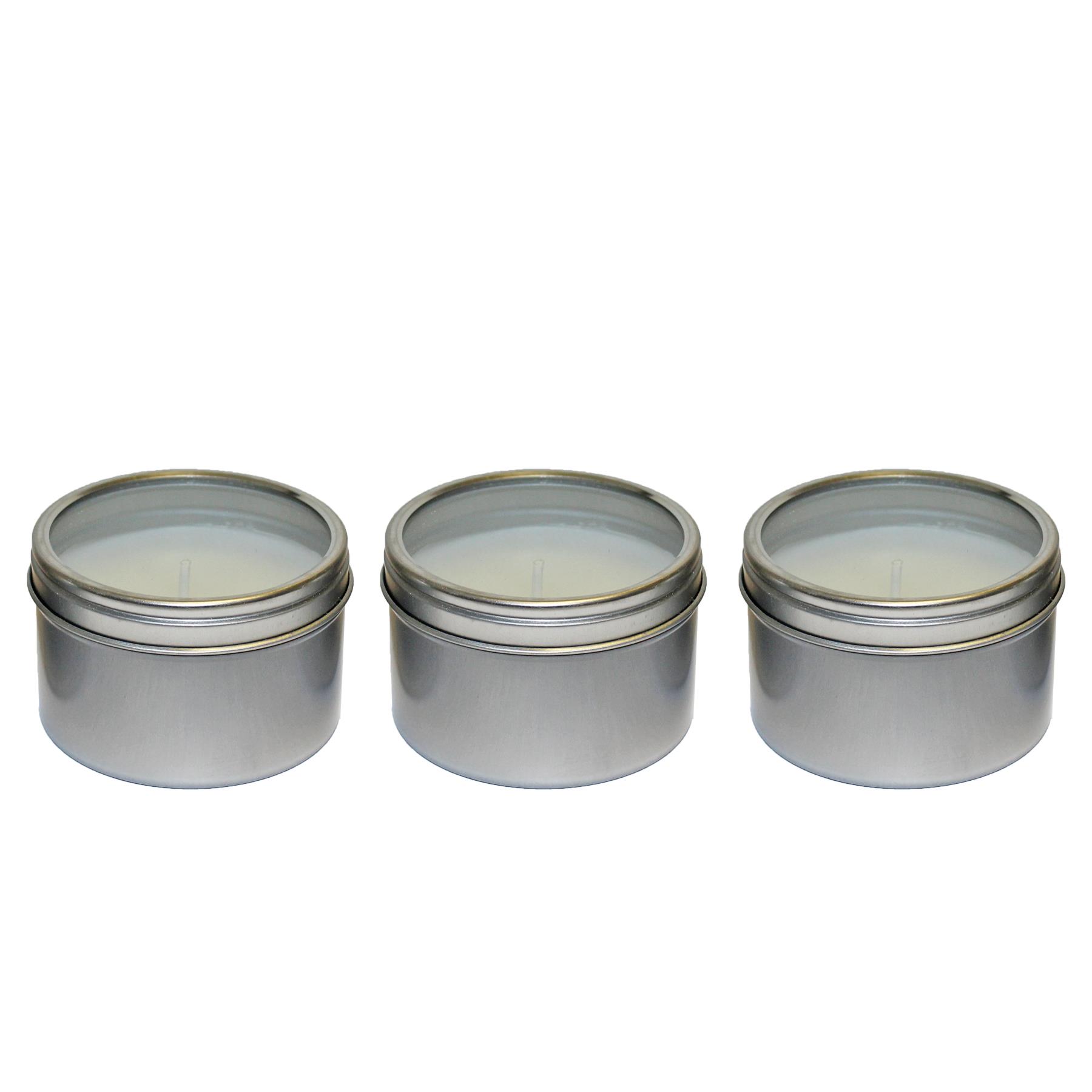 Set of 3 Citronella Candles in Silver Tins with Lids