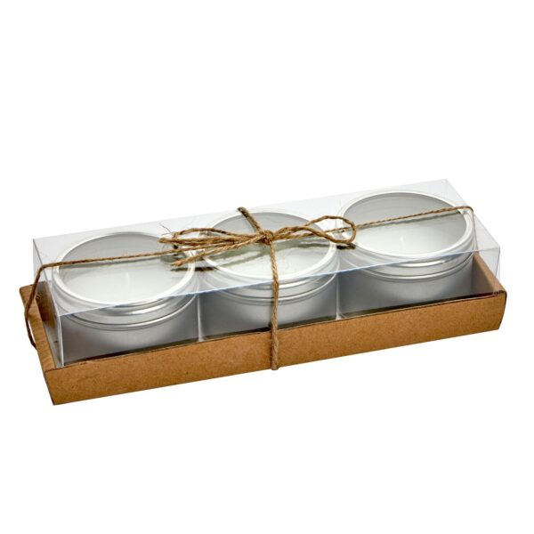 Set of 3 Citronella Candles in Silver Tins with Lids