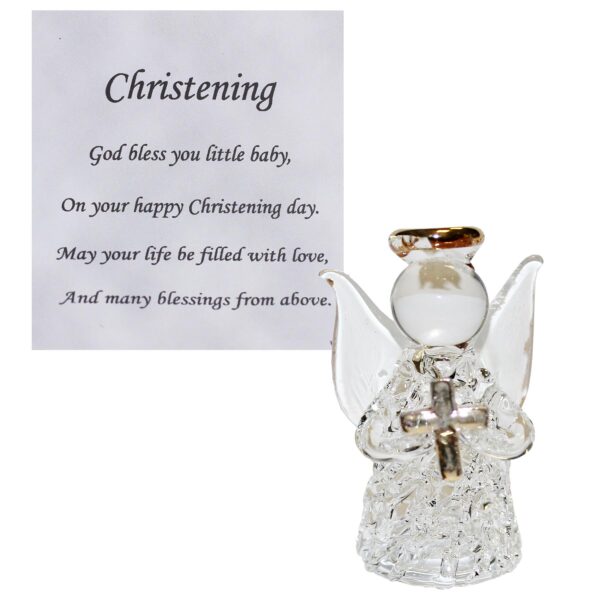 Christening Glass Angel Ornament in Chest with Verse