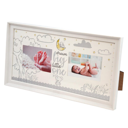 New Baby Double Photo Frame "Dream Big Little One" White Unisex Baby's Nursery