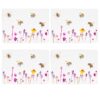 Set of 4 Placemats with Cork Back Busy Bees Design by Jennifer Rose