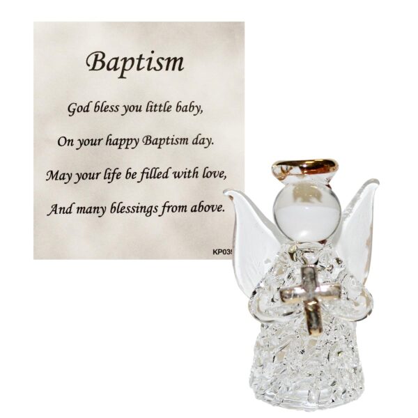Baptism Glass Angel Ornament in Chest with Verse