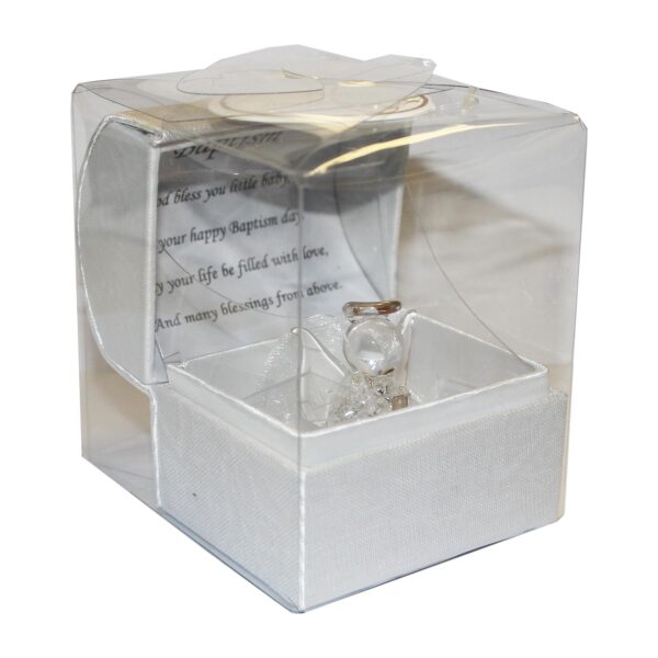 Baptism Glass Angel Ornament in Chest with Verse