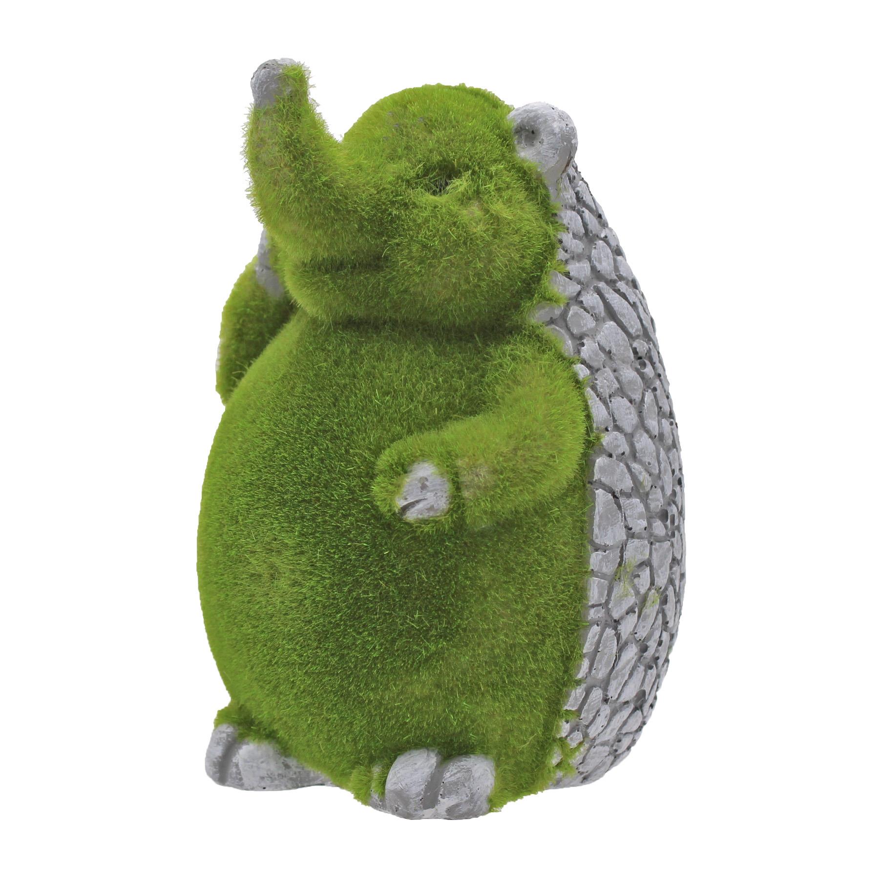 Hedgehog Garden Ornament Flock Grass and Stone Effect 14cm