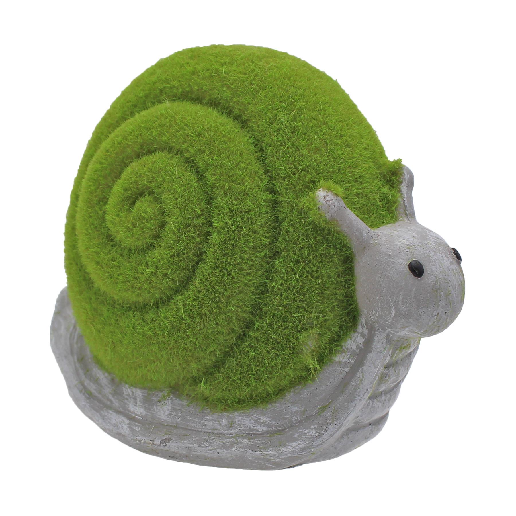 Snail Garden Ornament Flock Grass and Stone Effect 12cm