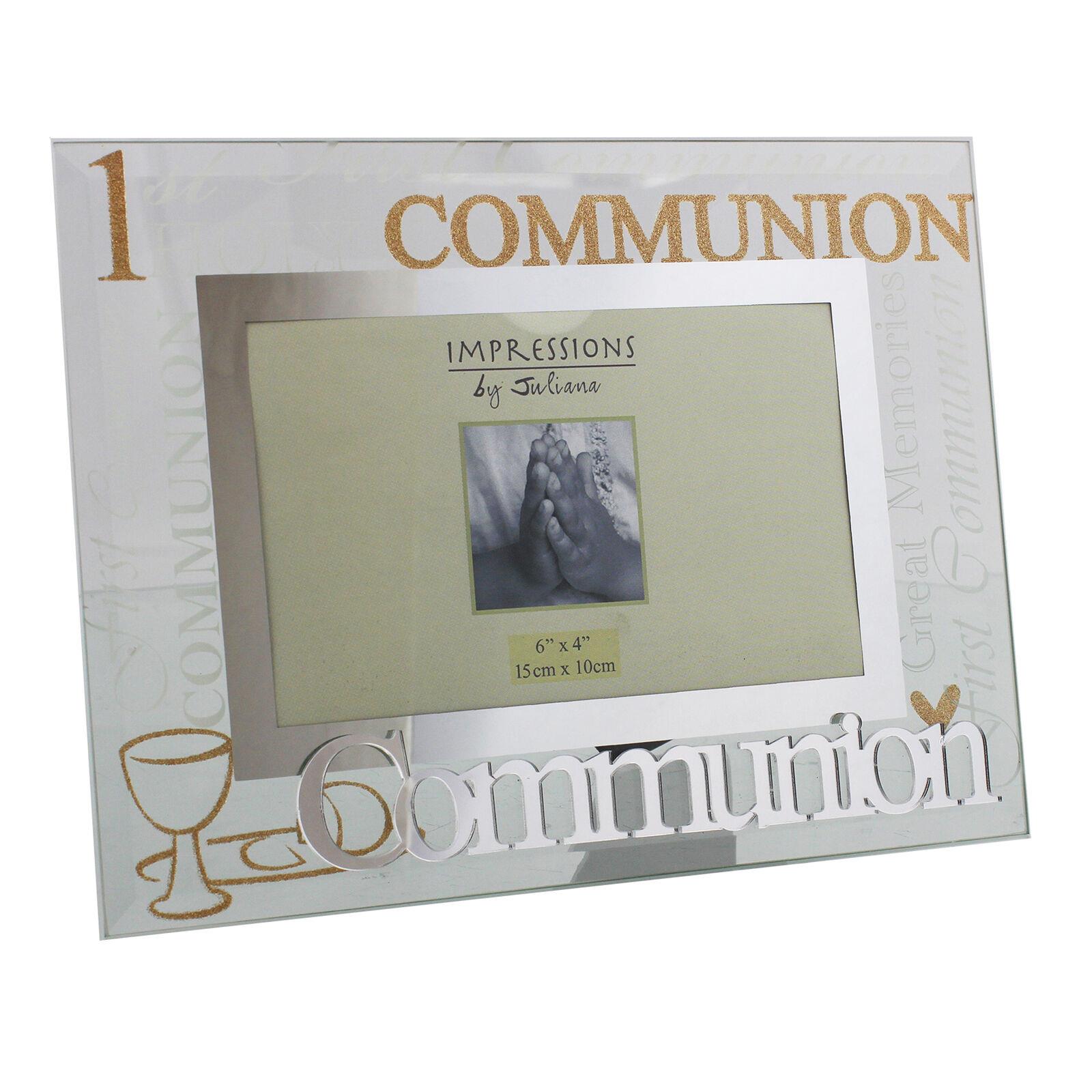 Glass 6 x 4 Photo Frame Glass Glitter Letters - Communion