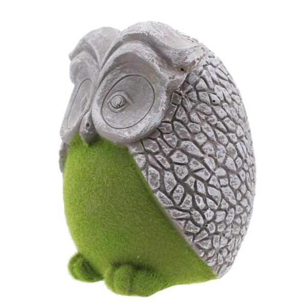 Owl Garden Ornament Flock Grass and Stone Effect 16cm