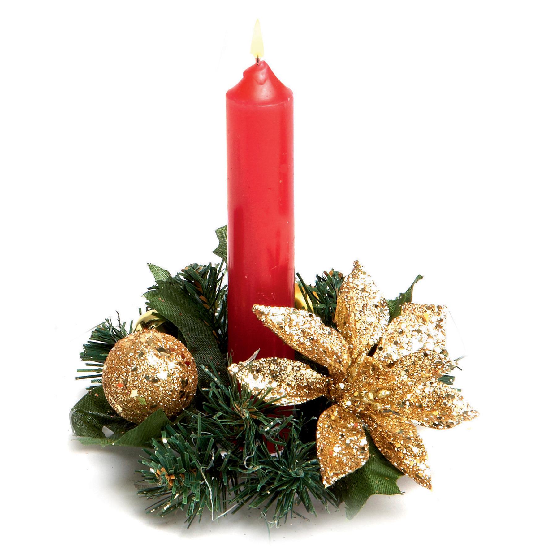 Christmas Poinsettia Candle Ring Table Centrepiece 13cm - Gold