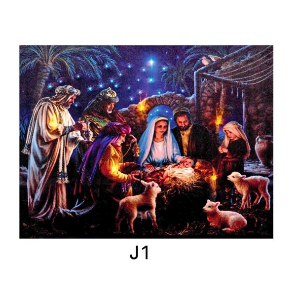Christmas Nativity Canvas Picture LED Light up 40cm x 30cm - J1