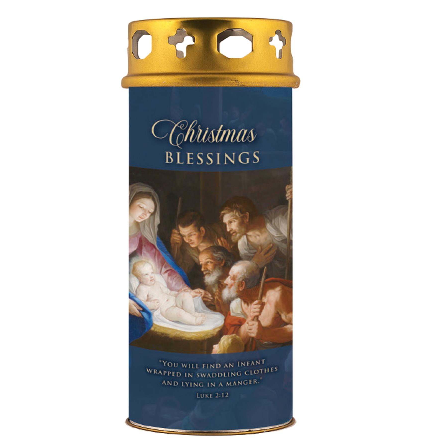 Pillar Candle Christmas Blessing Keepsake Gift with Windproof Cap