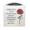 Memorial Rose Bowl for Dad Graveside Flower Vase with 3D Red Rose