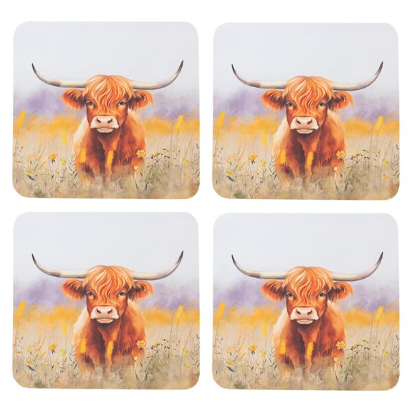 image488605581.jpg Highland Cow Coasters Pack of 4 With Cork Back Home Tableware