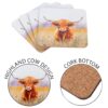 image488605583.jpg Highland Cow Coasters Pack of 4 With Cork Back Home Tableware