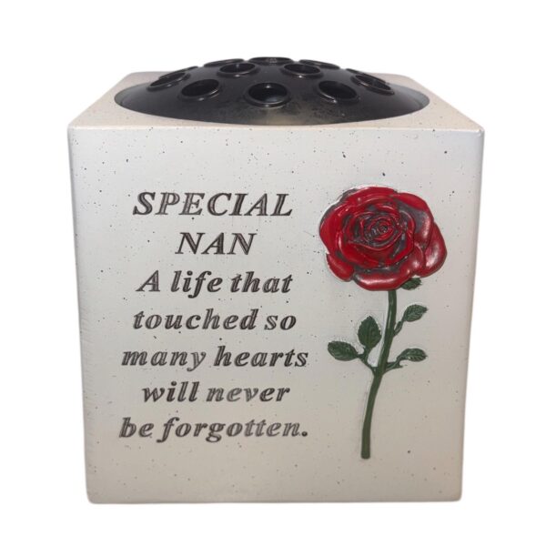 image488617786.jpg Memorial Rose Bowl for Nan Graveside Flower Vase with 3D Red Rose