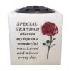 Memorial Rose Bowl for Grandad Graveside Flower Vase with 3D Red Rose