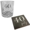 Cut Glass Whisky Tumbler and Coaster Set Gift Box - 40th Birthday