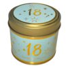 Birthday Cake Scented Candle in Tin with Gold Detail - 18th Birthday Design