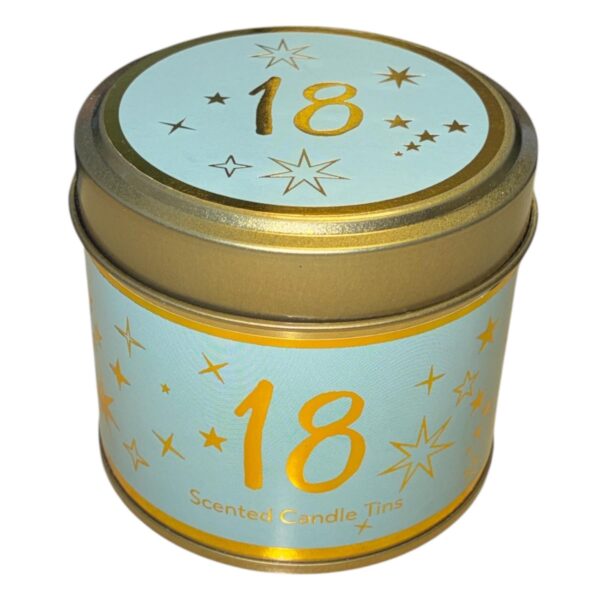 Birthday Cake Scented Candle in Tin with Gold Detail - 18th Birthday Design