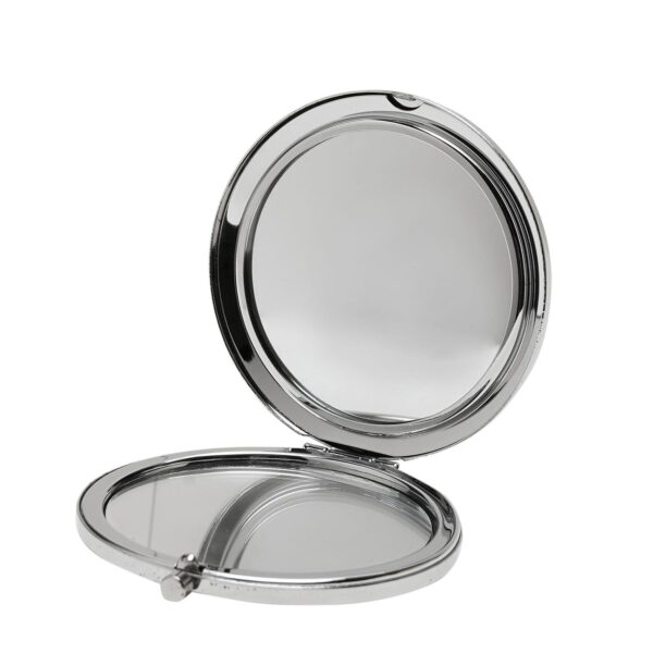21st Birthday Compact Mirror Polished Silver with Embossed Wording and Magnification