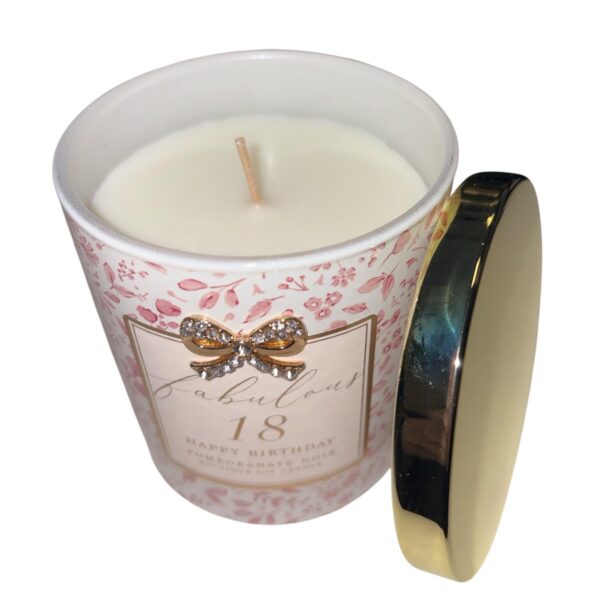 image488998570.jpg 18th Birthday Soy Candle Pomegranate Noir Scented in Glass Jar with Diamante Bow
