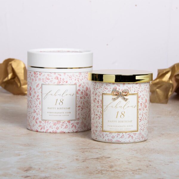 image488998572.jpg 18th Birthday Soy Candle Pomegranate Noir Scented in Glass Jar with Diamante Bow