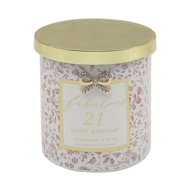 image489000834.jpg 21st Birthday Soy Candle Cashmere and Silk Scented in Glass Jar with Diamante Bow