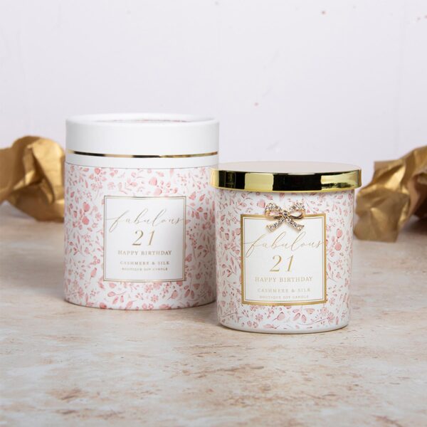 image489000848.jpg 21st Birthday Soy Candle Cashmere and Silk Scented in Glass Jar with Diamante Bow